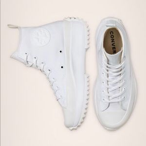 New converse mono run star hike all white sneakers